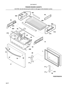 Freezer Drawer, Baskets Diagram and Parts List for 25370423417  Kenmore Refrigerator