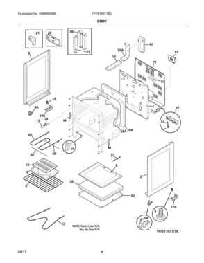 03 - BODY Diagram and Parts List for FFEF3051TBC  Frigidaire Range