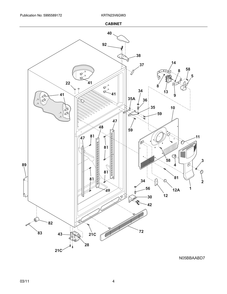 Cabinet Diagram and Parts List for KRTN23V6GW3  Frigidaire Refrigerator