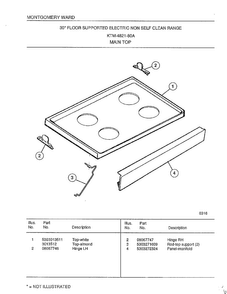 Main Top Diagram and Parts List for 4821A  Frigidaire Range