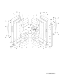 Fresh Food Door Diagram and Parts List for 25370419410  Kenmore Refrigerator