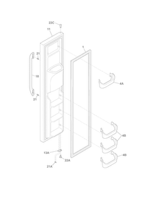 Freezer Door Diagram and Parts List for FFHS2622MME  Frigidaire Refrigerator