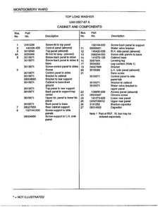Top Load Washer/cabinet And Componets Page 2 Diagram and Parts List for 6507-87A  Frigidaire Washer