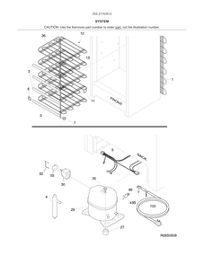 System Diagram and Parts List for 25321742512  Kenmore Freezer