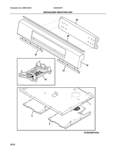 Backguard Diagram and Parts List for CGIH3047VFB  Frigidaire Range