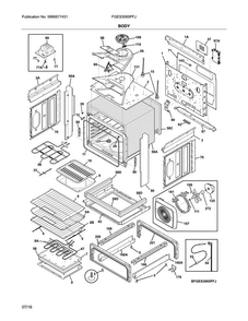 Body Diagram and Parts List for FGES3065PFJ  Frigidaire Range