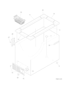Cabinet Diagram and Parts List for FFCH16M5QWA  Frigidaire Freezer