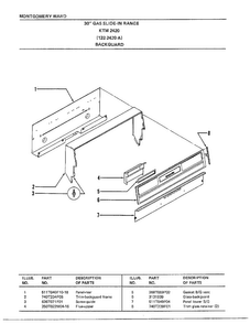 30" Range/backguard Diagram and Parts List for 2420A  Frigidaire Range