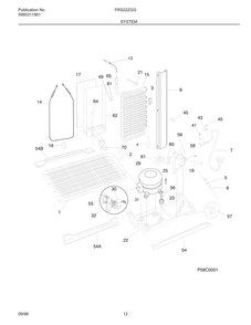 System Diagram and Parts List for FRS22ZGGB3  Frigidaire Refrigerator