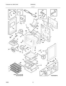 Body Diagram and Parts List for 30462042C  Frigidaire Range