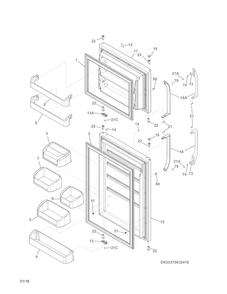Doors Diagram and Parts List for 25370633411  Kenmore Refrigerator