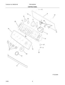 Control/Panel Diagram and Parts List for FWS1649ZAS5  Frigidaire Washer