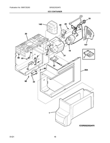 Ice Container Diagram and Parts List for GRSS2352AF0  Frigidaire Refrigerator