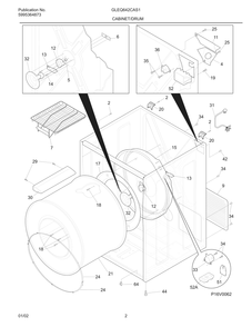 Cabinet/Drum Diagram and Parts List for GLEQ642CAS1  Frigidaire Dryer
