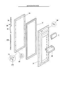 Refrigeraotr Door Diagram and Parts List for FRS26KR4JW1  Frigidaire Refrigerator