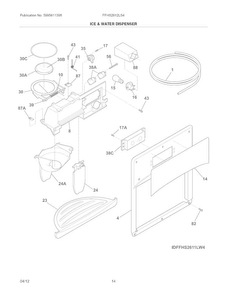 Ice & Water Dispenser Diagram and Parts List for FFHS2612LS4  Frigidaire Refrigerator
