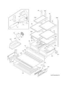 Shelves Diagram and Parts List for FPHB2899PF1  Frigidaire Refrigerator