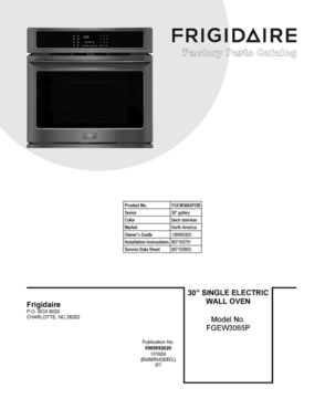 01 - Cover Sheet Diagram and Parts List for FGEW3065PDB  Frigidaire Wall Oven