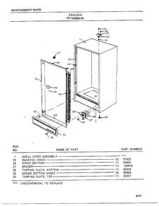 Freezer Page 5 Diagram and Parts List for 44056A-0  Frigidaire Freezer