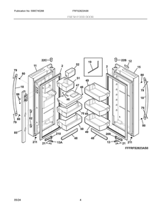 Fresh Food Door Diagram and Parts List for FRFS2823AS6  Frigidaire Refrigerator