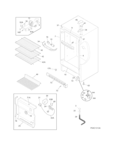 Cabinet Diagram and Parts List for FFFH20F2QWA  Frigidaire Freezer