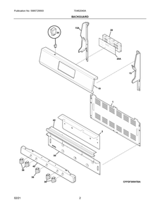 Backguard Diagram and Parts List for 70462040A  Frigidaire Range