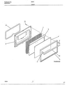 Door Diagram and Parts List for 484240A  Frigidaire Range