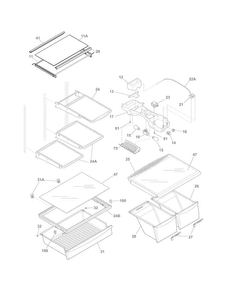 Shelves Diagram and Parts List for FGHT1848PF0  Frigidaire Refrigerator