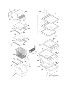 Shelves Diagram and Parts List for FGHS2355PF1  Frigidaire Refrigerator