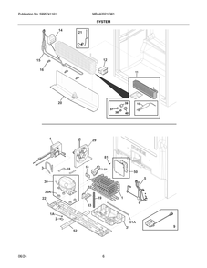 System Diagram and Parts List for MRAA2021KW1  Frigidaire Refrigerator