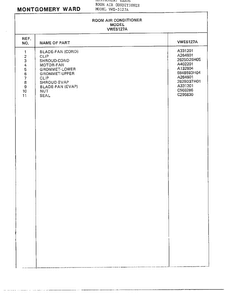 Room Air Conditioner Page 6 Diagram and Parts List for 5127A  Frigidaire Air Conditioner