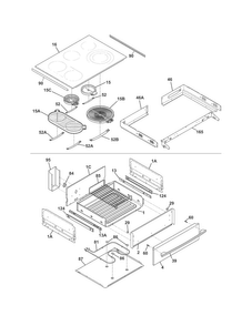 Top/drawer Diagram and Parts List for CPES3085PFB  Frigidaire Range