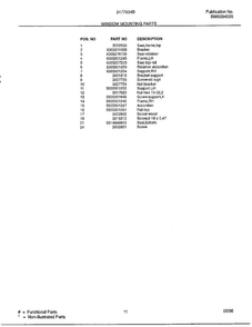 Window Mounting Parts Page 2 Diagram and Parts List for 5177004B  Frigidaire Air Conditioner