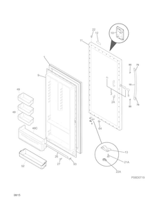 Door Diagram and Parts List for FFFH21F6QWB  Frigidaire Freezer