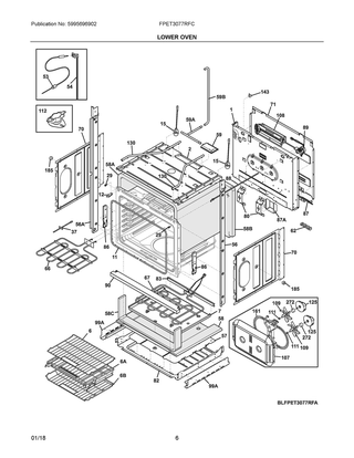 Lower Oven Diagram and Parts List for FPET3077RFC  Frigidaire Wall Oven