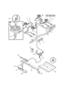 Burner Diagram and Parts List for NHP05AMM  Tappan Range