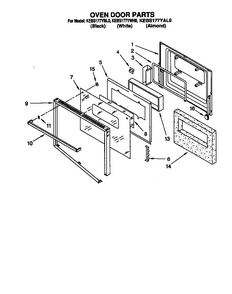 Oven Door Diagram and Parts List for KEBS177YBL0  Frigidaire Wall Oven