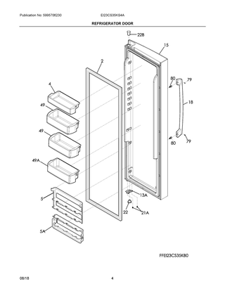 Refrigerator Door Diagram and Parts List for EI23CS35KS4A  Frigidaire Refrigerator
