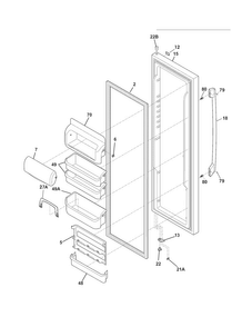 Refrigerator Door Diagram and Parts List for FPHC2399KF6  Frigidaire Refrigerator