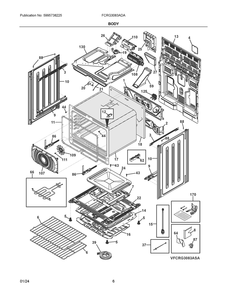 Body Diagram and Parts List for FCRG3083ADA  Frigidaire Range