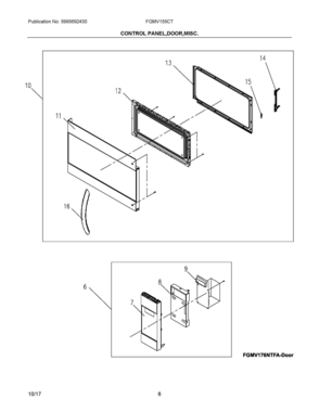 03 - CONTROL PANEL, DOOR, MISC. Diagram and Parts List for FGMV155CTFA  Frigidaire Microwave Oven Combo