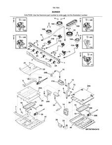 Burner Diagram and Parts List for 79078042412  Kenmore Range