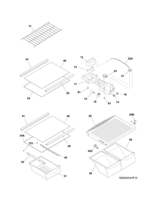 Shelves Diagram and Parts List for FFHT1515LWB  Frigidaire Refrigerator