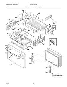 Freezer Drawer, Baskets Diagram and Parts List for FFHN2750TS9  Frigidaire Refrigerator