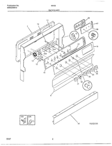 Backguard Diagram and Parts List for 484360D  Frigidaire Range