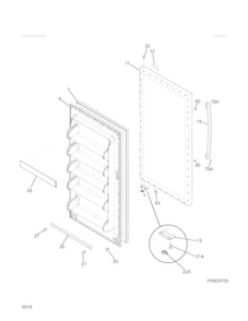 Door Diagram and Parts List for 25321742510  Kenmore Freezer