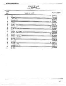 Panel Top And Lid Assy Page 2 Diagram and Parts List for 6307B  Frigidaire Washer