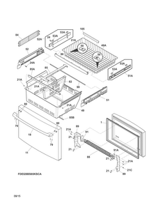 Freezer Drawer, Baskets Diagram and Parts List for EI28BS65KSCA  Electrolux Refrigerator