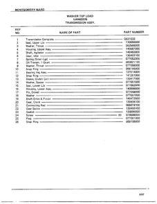Transmission Assy Page 2 Diagram and Parts List for 6337B  Frigidaire Washer