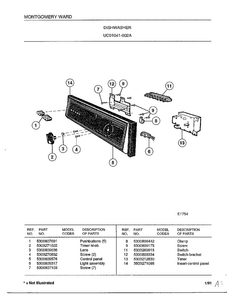Dishwasher Diagram and Parts List for 1041-002A  Frigidaire Dishwasher